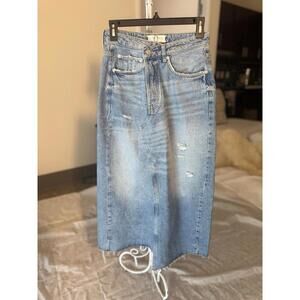 Free people denim maxi skirt Sz 0 Or Xs